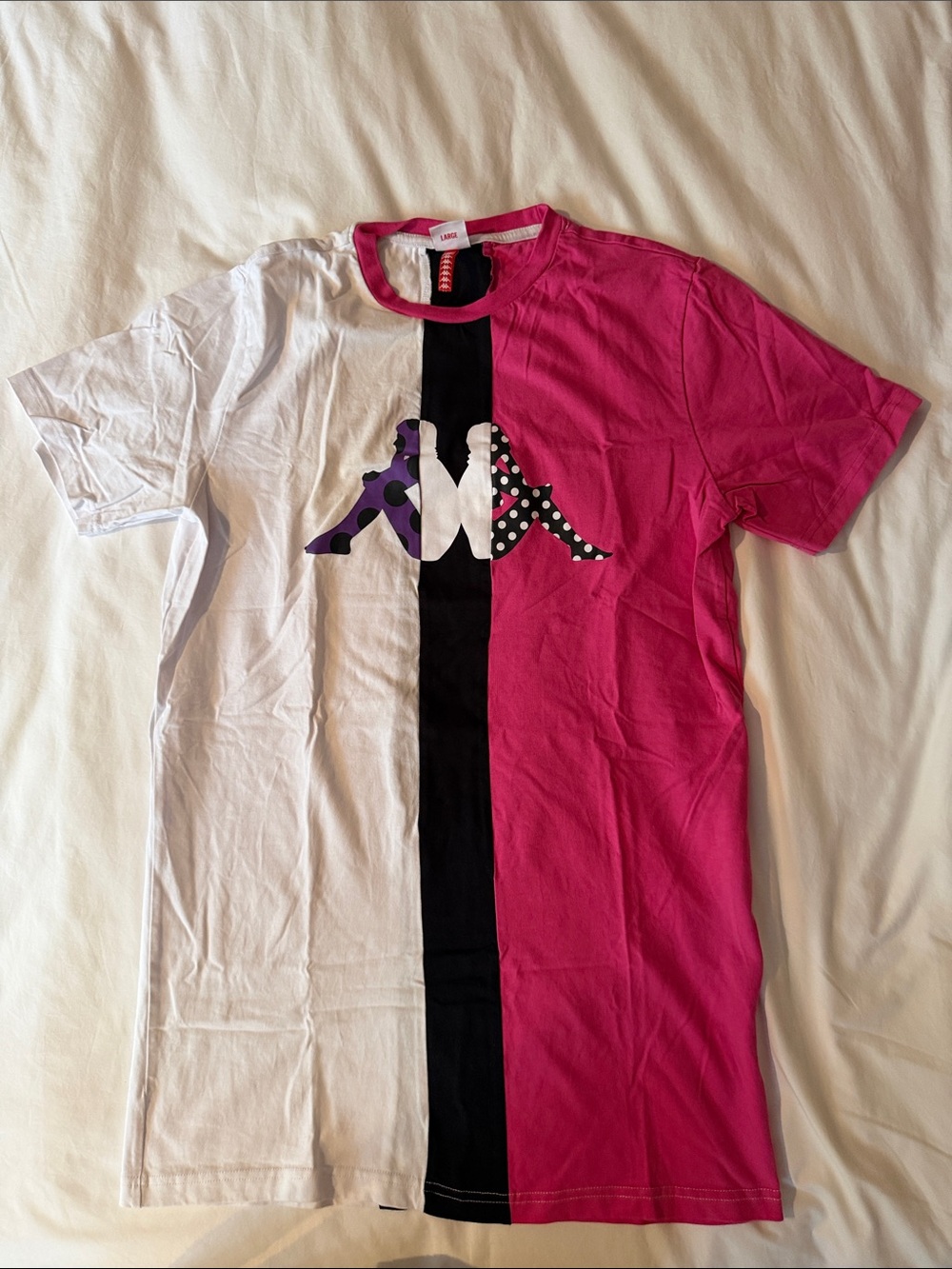 Very cool KAPPY Colorblock Logo Tee - Pink & White & Black